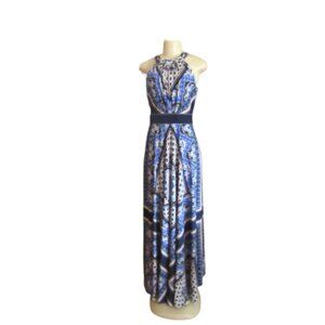 Eliza J Boho Scarf Print Halter Crepe De Chine Maxi Dress in Size 4